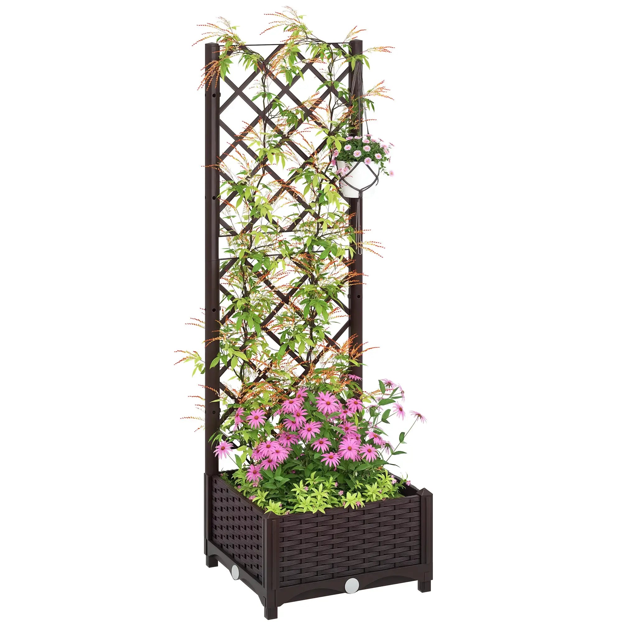 Raised Garden Bed with Trellis, Plastic, 16