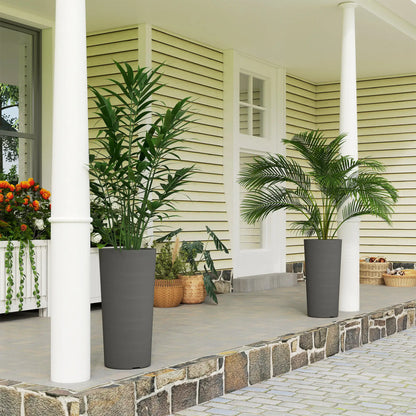 24" Tall Planters Set of 2, Plastic Flower Pots, Dark Gray Planter Set at Gallery Canada