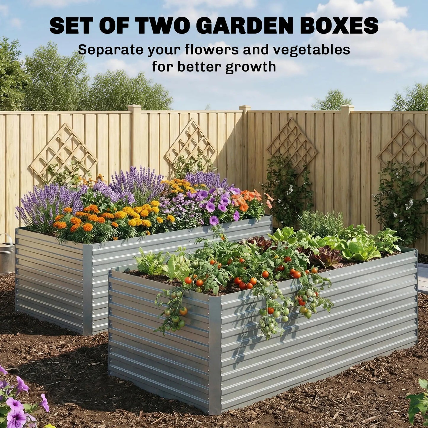 Galvanised Raised Garden Bed Set, 6 x 3 x 2 ft, Silver Galvanized Planter Boxes at Gallery Canada