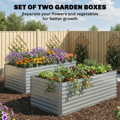 Galvanised Raised Garden Bed Set, 6 x 3 x 2 ft, Silver Galvanized Planter Boxes at Gallery Canada