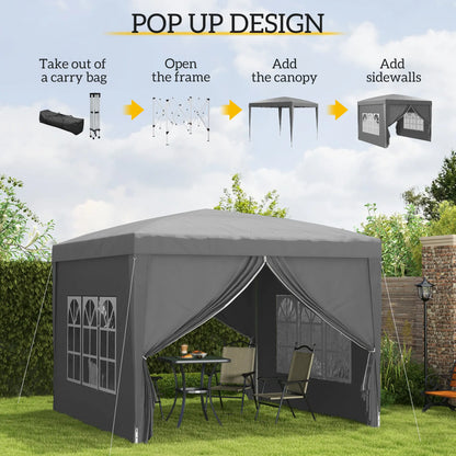 10'x10' Pop Up Party Tent, Wedding Gazebo Canopy, Grey Pop Up Canopies at Gallery Canada