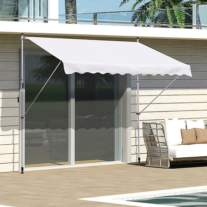 10x5ft Manual Retractable Awning, Patio Sun Shade, Water Resistant, White Window Awnings at Gallery Canada