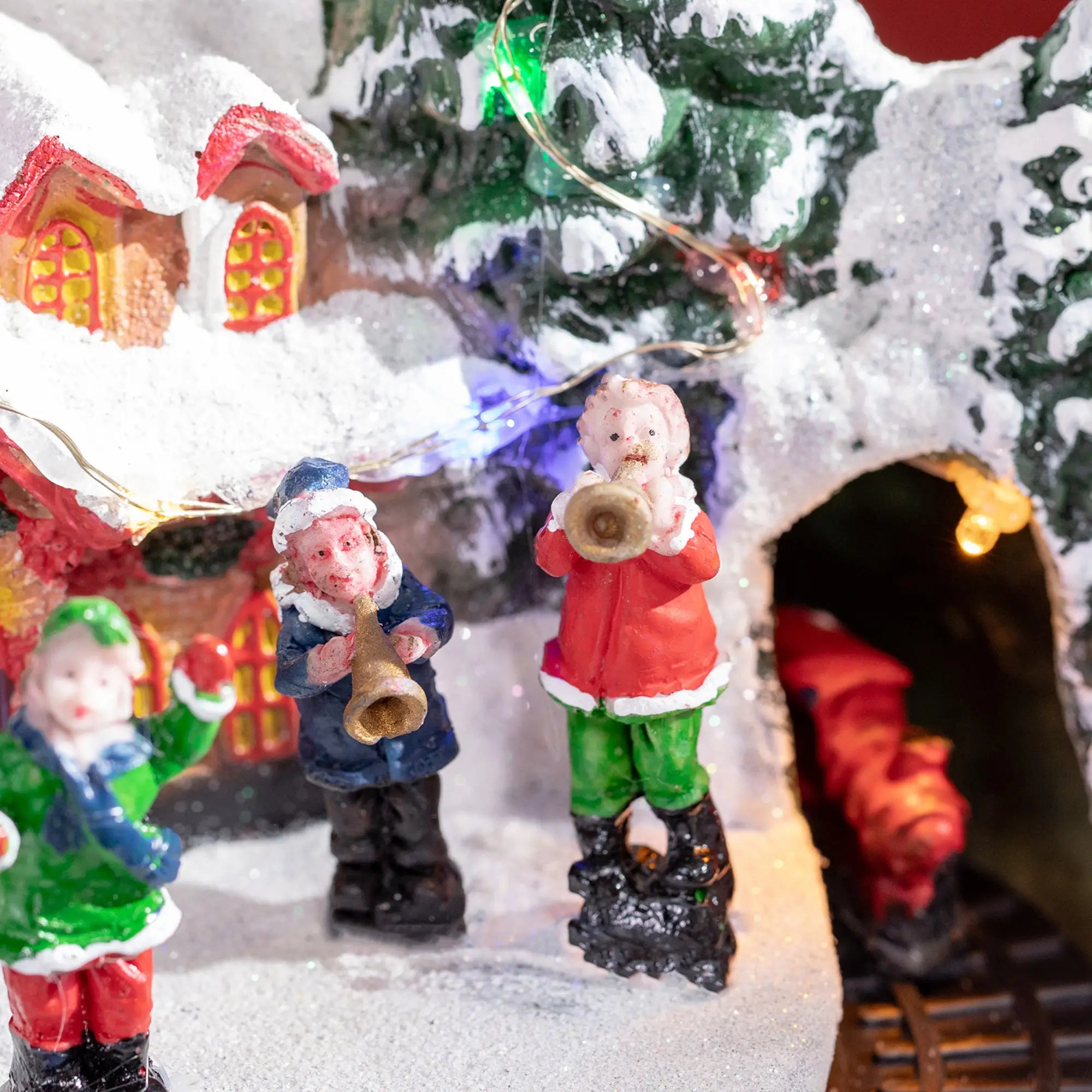 Desktop Christmas Village Houses, Rotating Train, Battery Operated, Multicolored Christmas Village Houses at Gallery Canada