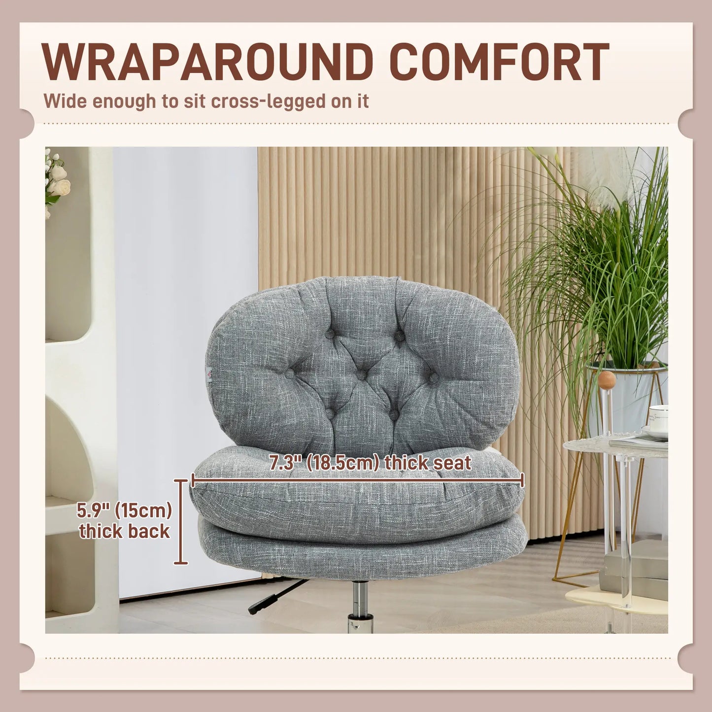 Armless Office Chair, Wide Padded Seat, Adjustable Height, Grey Task Chairs at Gallery Canada