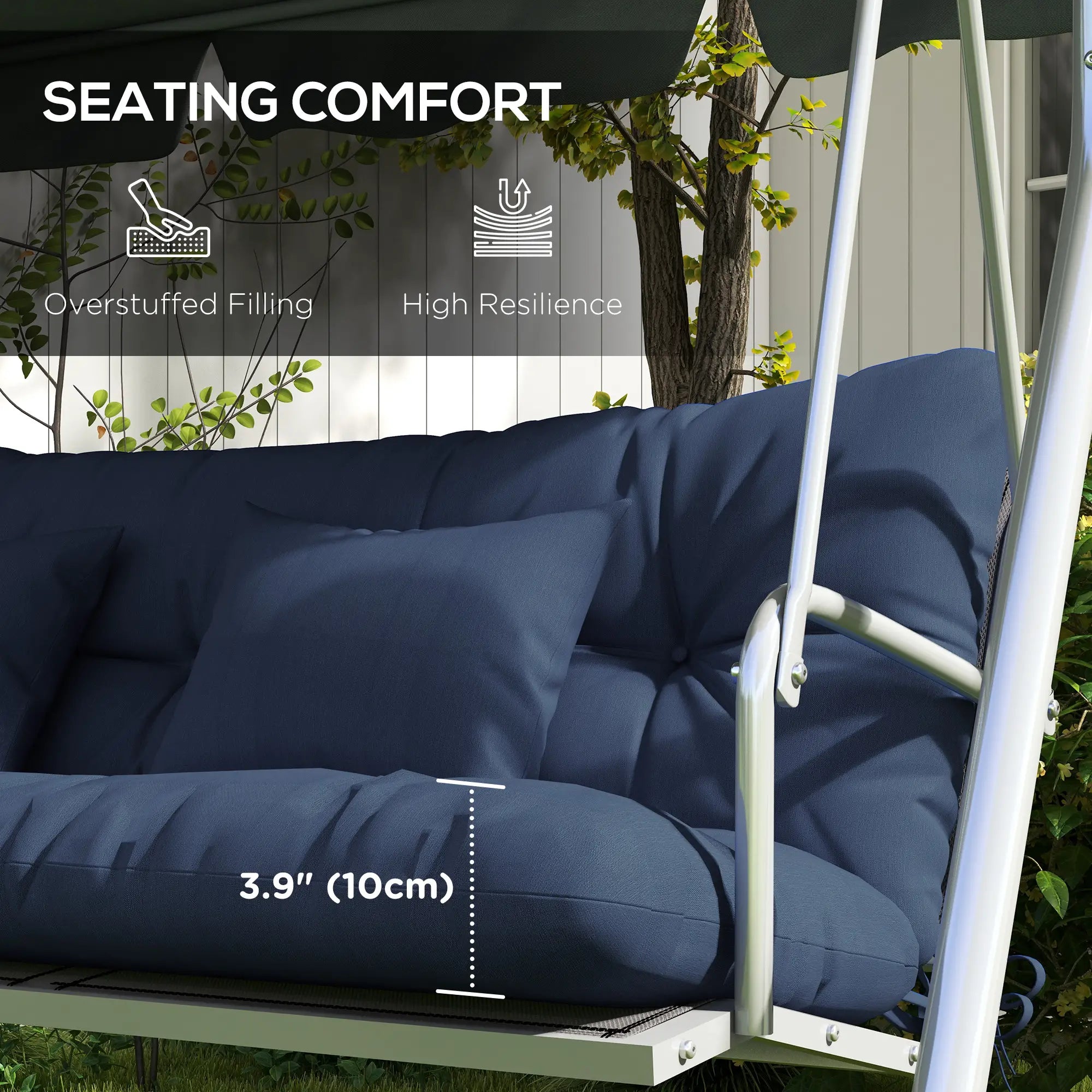 4-Piece Patio Chair Cushion Set, with Ties, Navy Blue Patio Chair Cushions at Gallery Canada