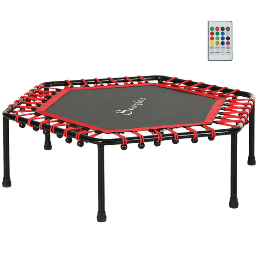 45" Rebounder Trampoline, Bungee Silencieux avec Lumières LED, Rouge