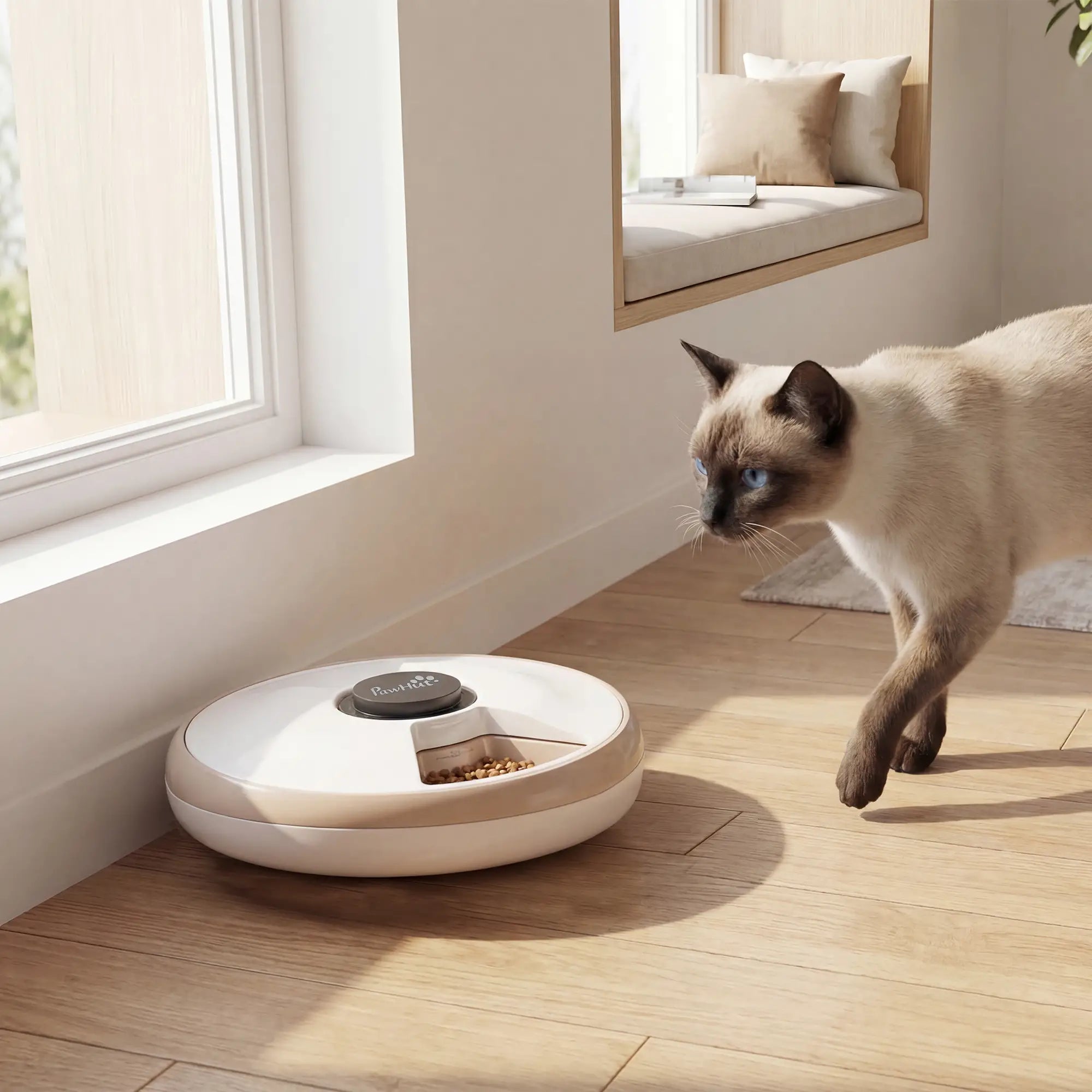 Automatic Cat Feeder, Dry Wet Food, 6 Trays, Battery Powered, Light Brown Dog Bowls at Gallery Canada