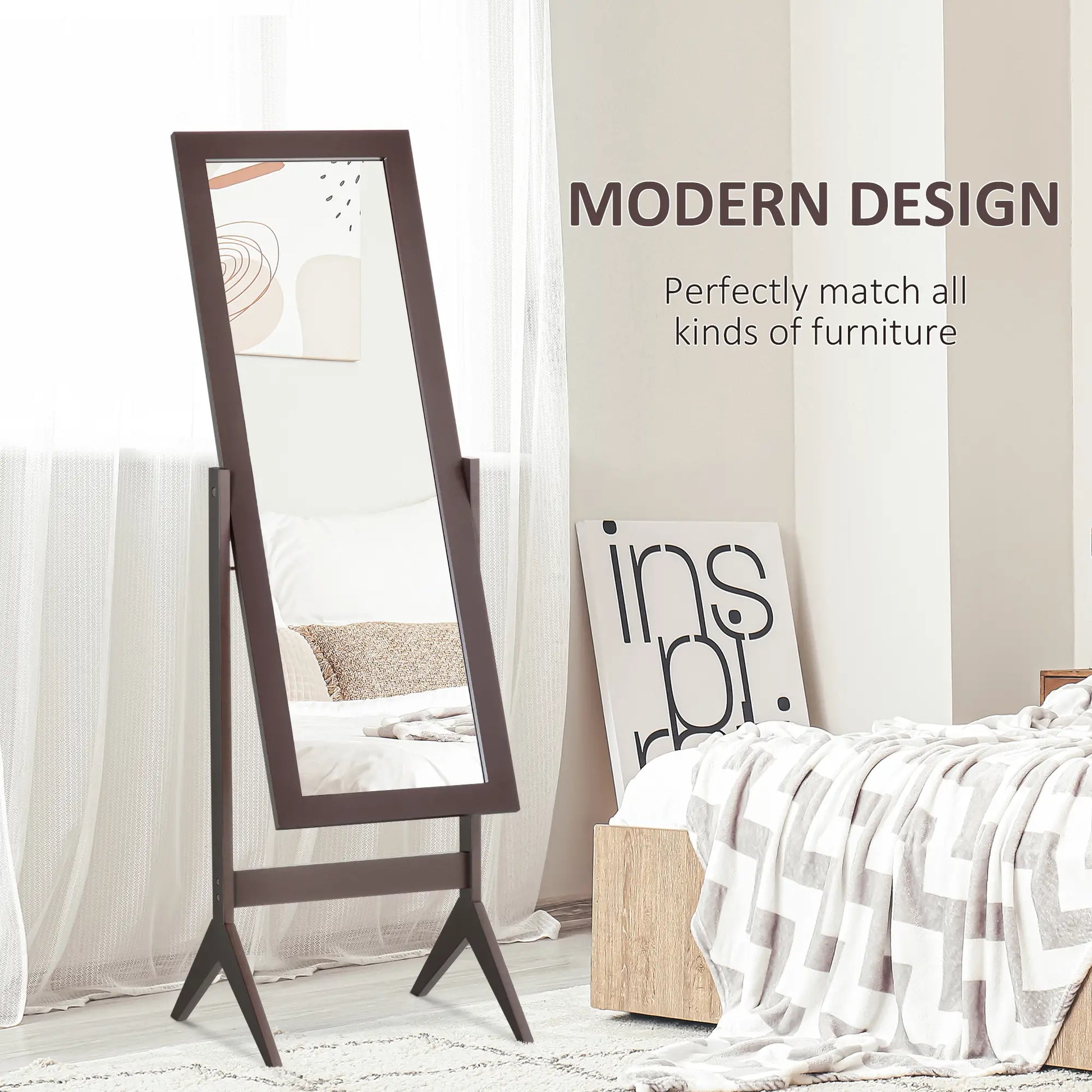 Full Length Mirror, Free Standing, Adjustable Angle, Dark Brown Full Length Mirrors at Gallery Canada