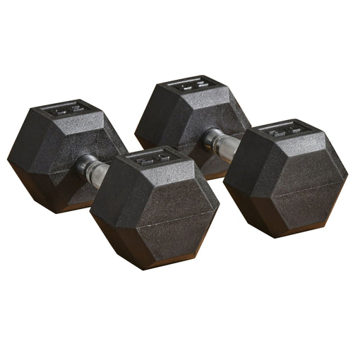 Rubber Dumbbells Weight Set, Total 60lbs(30lbs Each) Dumbbell Hand Weight for Body Fitness Training for Home Office Gym, Black