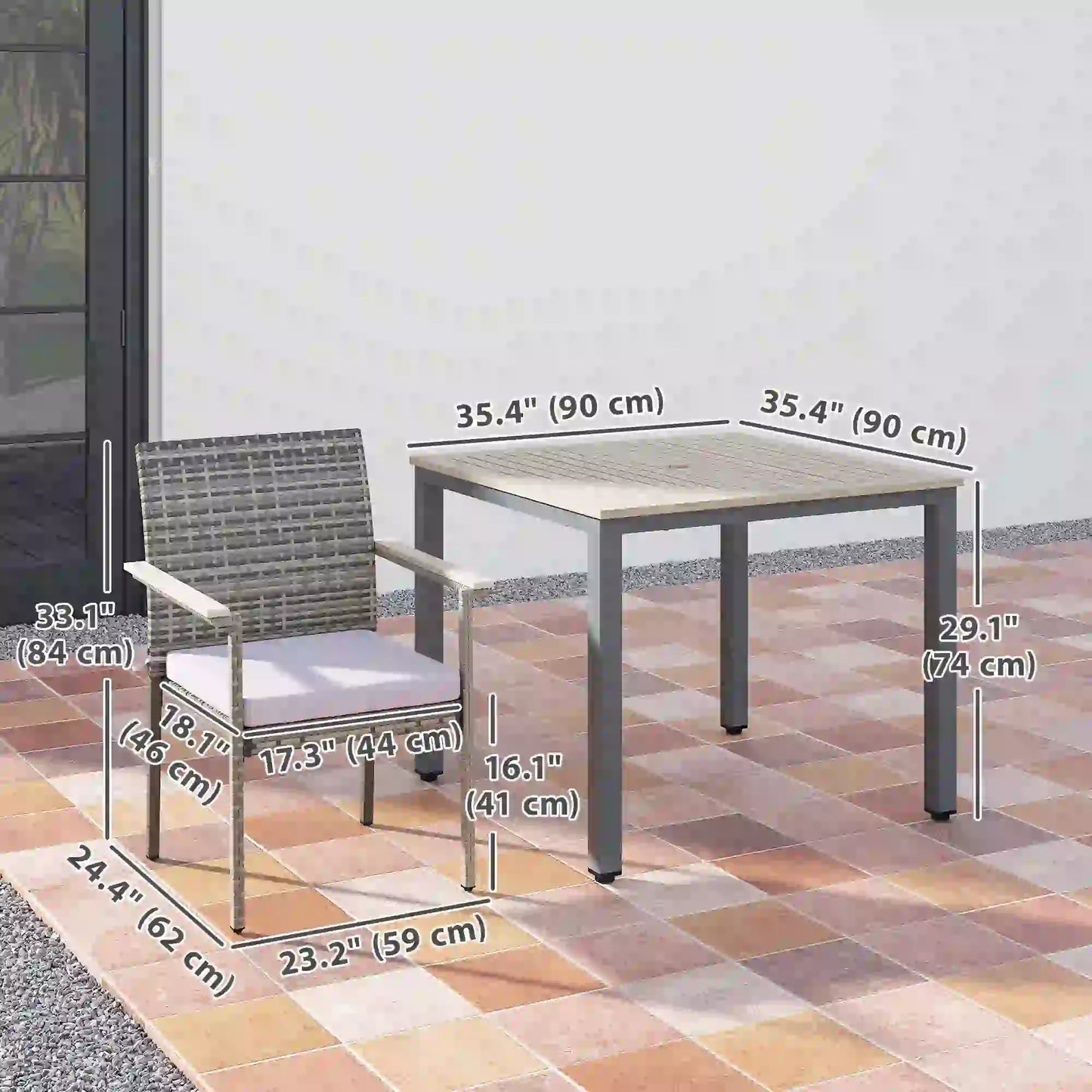 5-Piece Wicker Outdoor Furniture Set, Rattan Patio Dining with Cushions, Grey Patio Furniture Sets at Gallery Canada