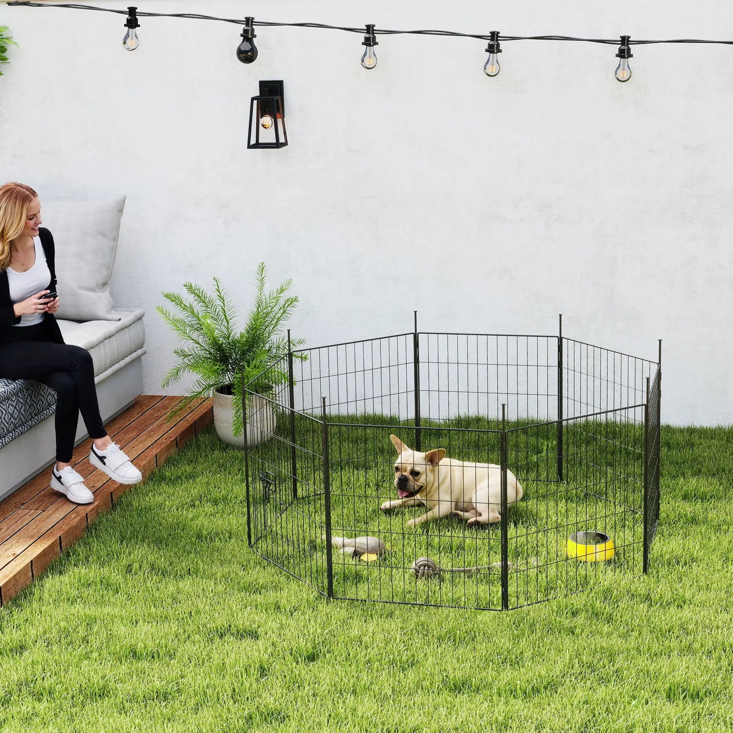 Heavy Duty Dog Playpen, 23.6" High, 8 Panels, Black Dog PlayPens at Gallery Canada