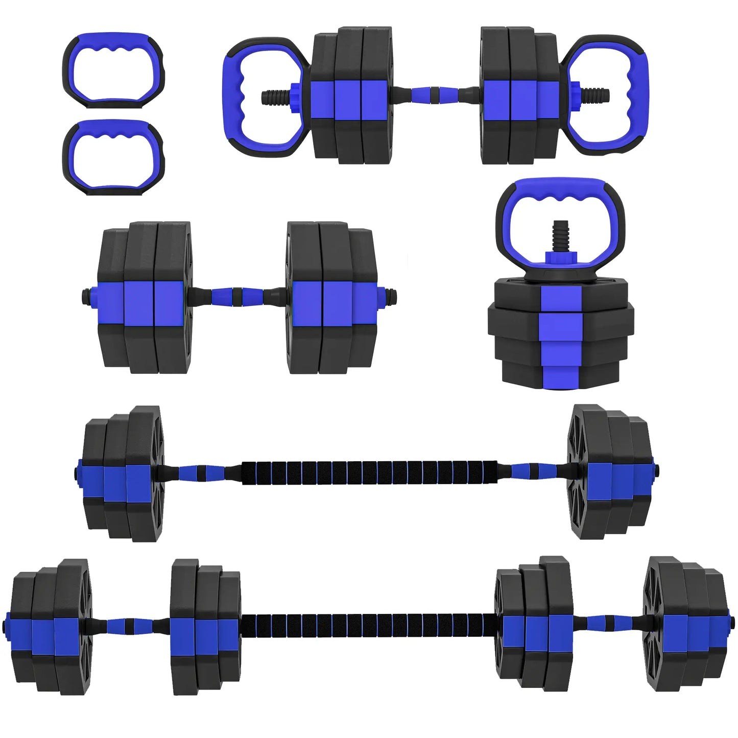 4-in-1 Adjustable Dumbbell Set, 55lbs, Blue Dumbbells & Barbells at Gallery Canada