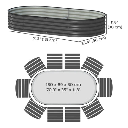 6' x 3' x 1' Galvanized Raised Garden Bed, Dark Grey Outdoor Planter Box, Dark Grey