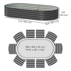 6' x 3' x 1' Galvanized Raised Garden Bed, Dark Grey Outdoor Planter Box, Dark Grey