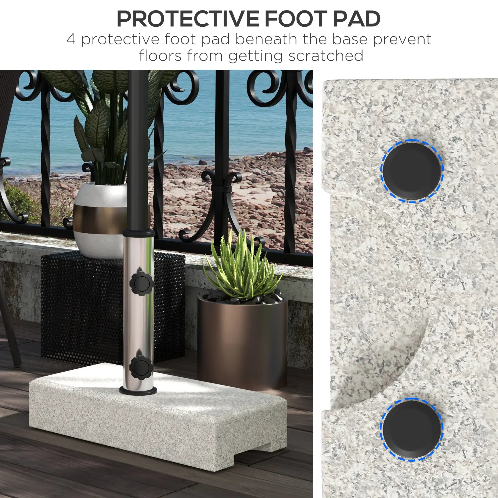 55 Lbs Half Granite Parasol Base, Outdoor Umbrella Stand, Grey Umbrella Bases at Gallery Canada