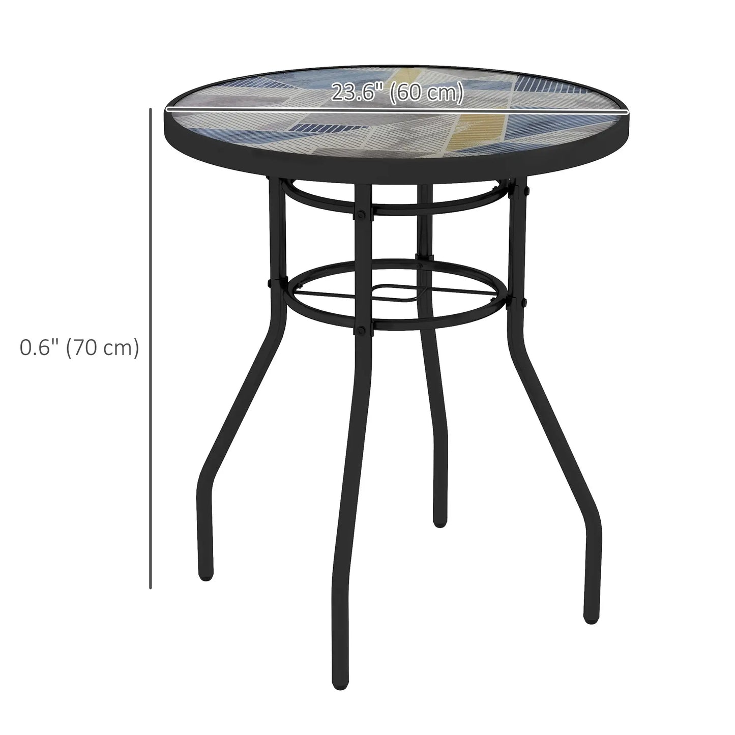 23.6" Round Patio Table, Outdoor Side Table, Multicolour Patio Side Tables at Gallery Canada