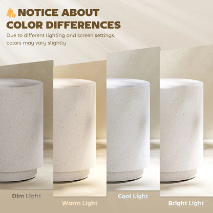 Terrazzo Finish Side Table, 17" Round, White, Cream Side Tables at Gallery Canada