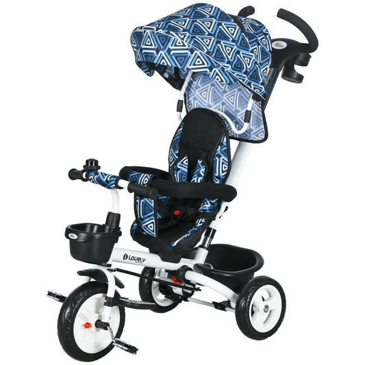 6 in 1 Toddler Tricycle, Parent Push Handle, Canopy, Light Blue Tricycles for Kids Light Blue, White at Gallery Canada