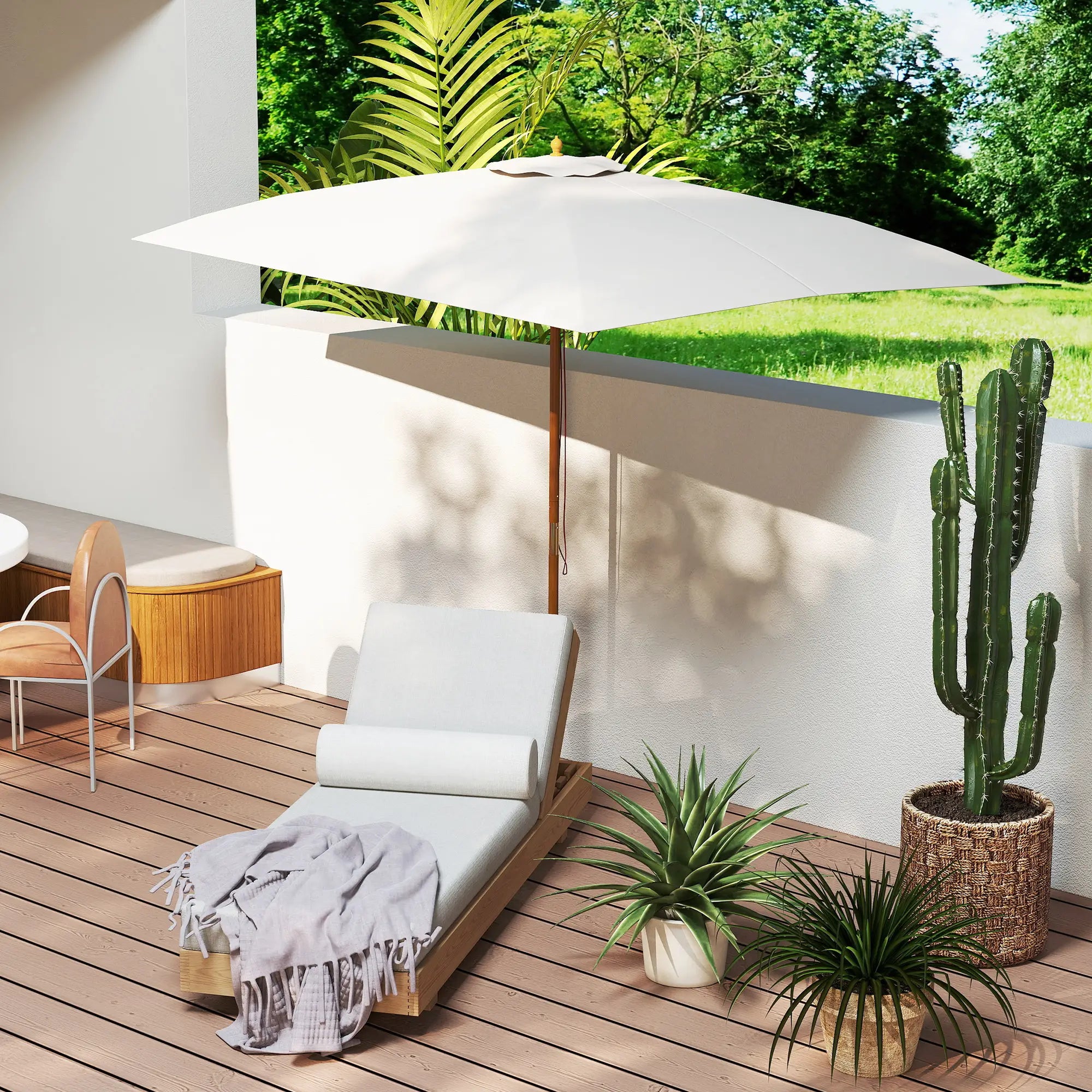 Patio Sun Umbrella, Rectangle, Cream White Sun Umbrellas at Gallery Canada