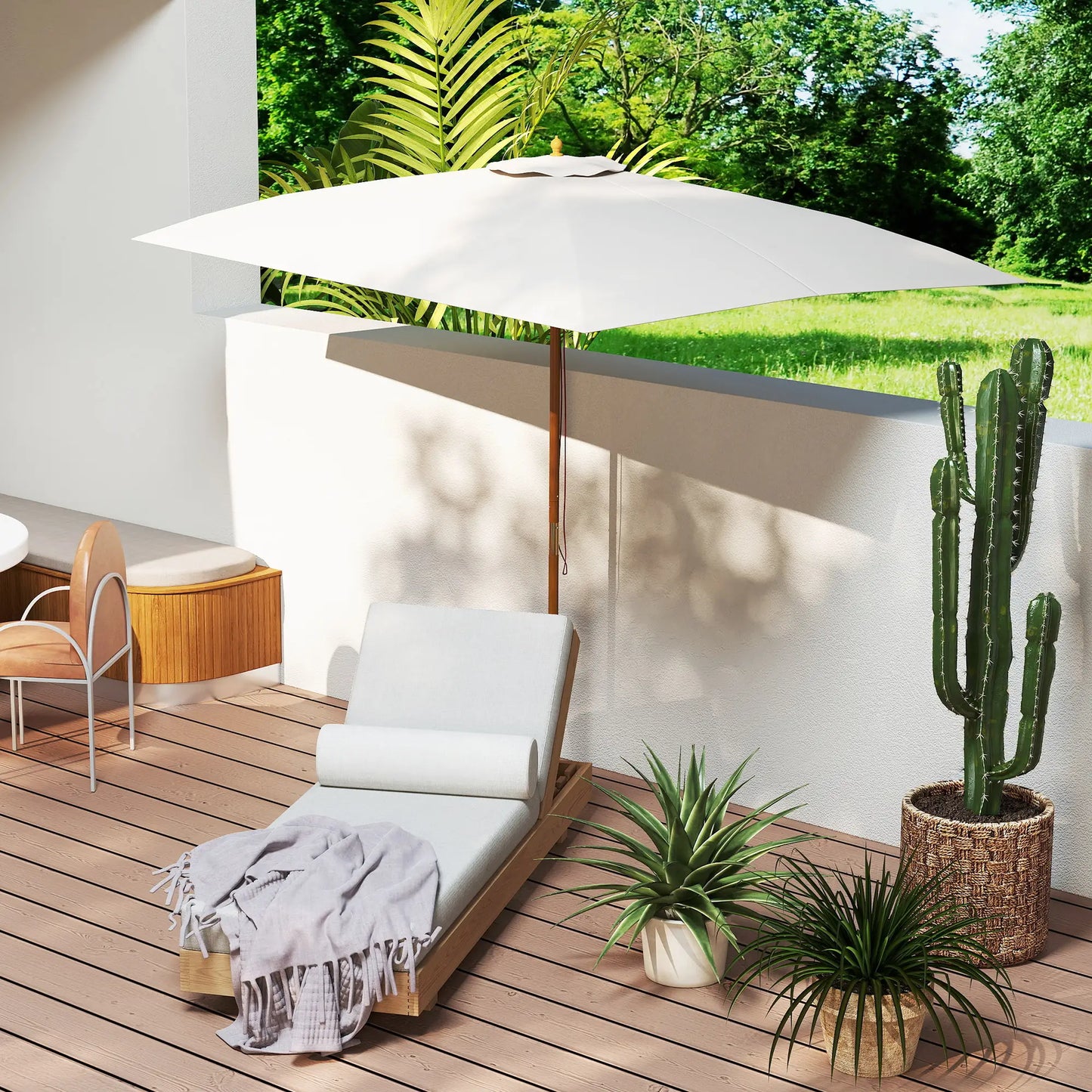 Patio Sun Umbrella, Rectangle, Cream White Sun Umbrellas at Gallery Canada