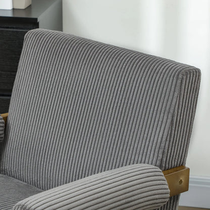Corduroy Accent Chair, Wide Seat, Soft Padded Armrests, Dark Grey Accent Chairs at Gallery Canada
