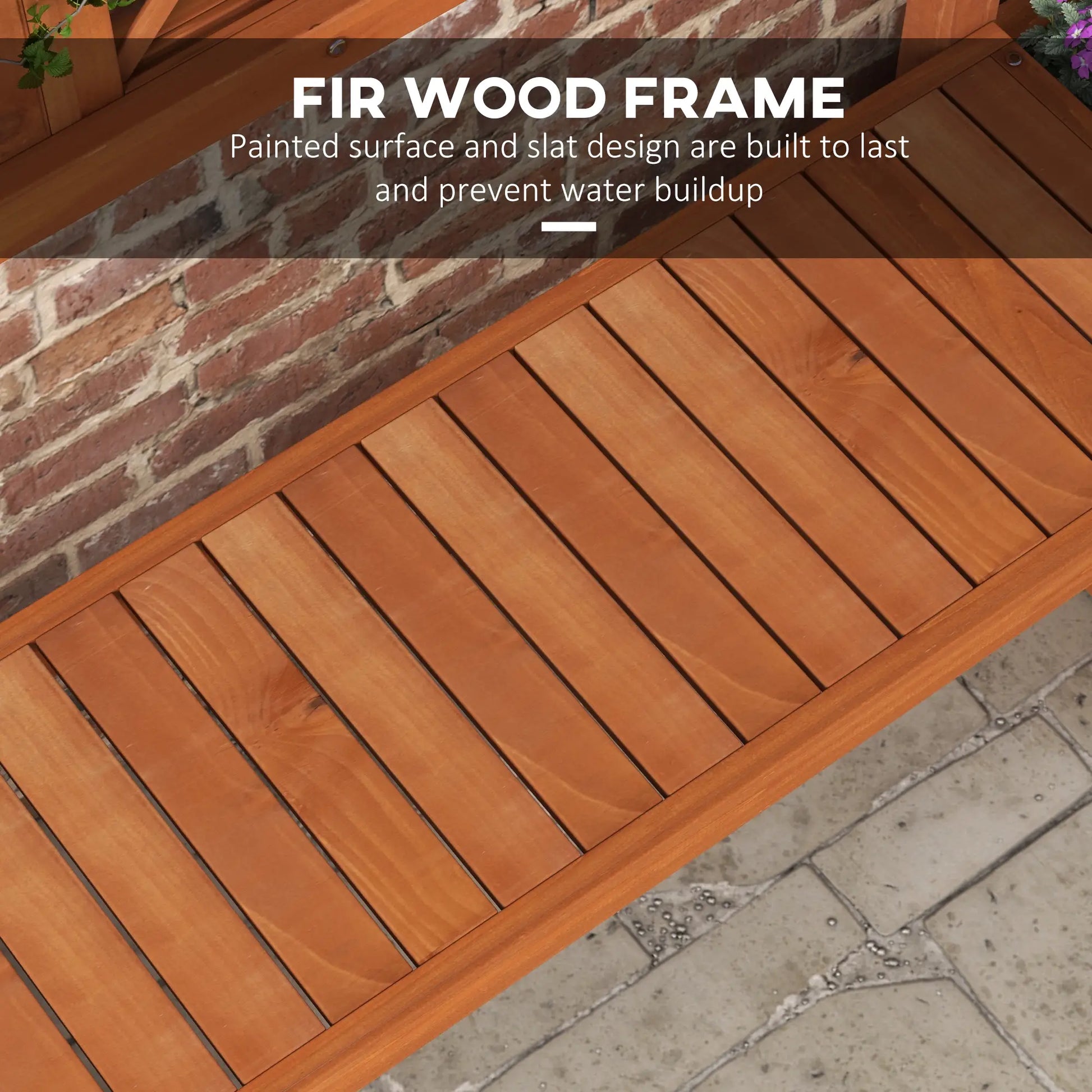 Wood Outdoor Bench with Trellis, 2 Planter Boxes, Privacy Panel, Brown Patio Chairs at Gallery Canada