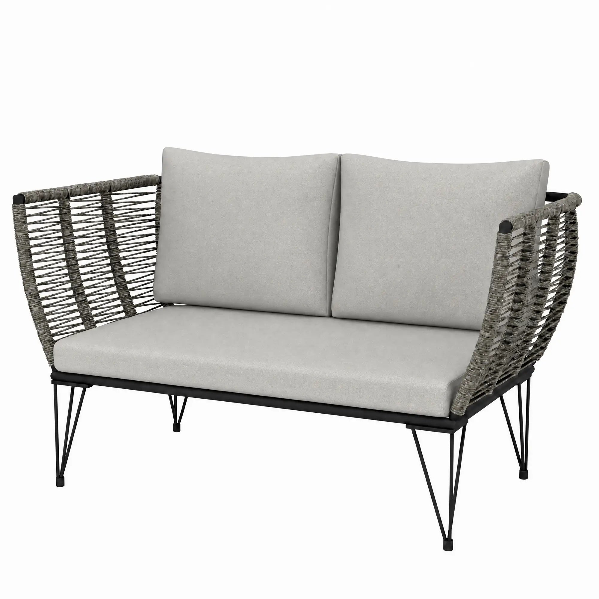 Outdoor Patio Sofa, 2 Seater Loveseat With Cushions, Light Grey Patio Furniture Sets Deep Grey, Light Grey at Gallery Canada
