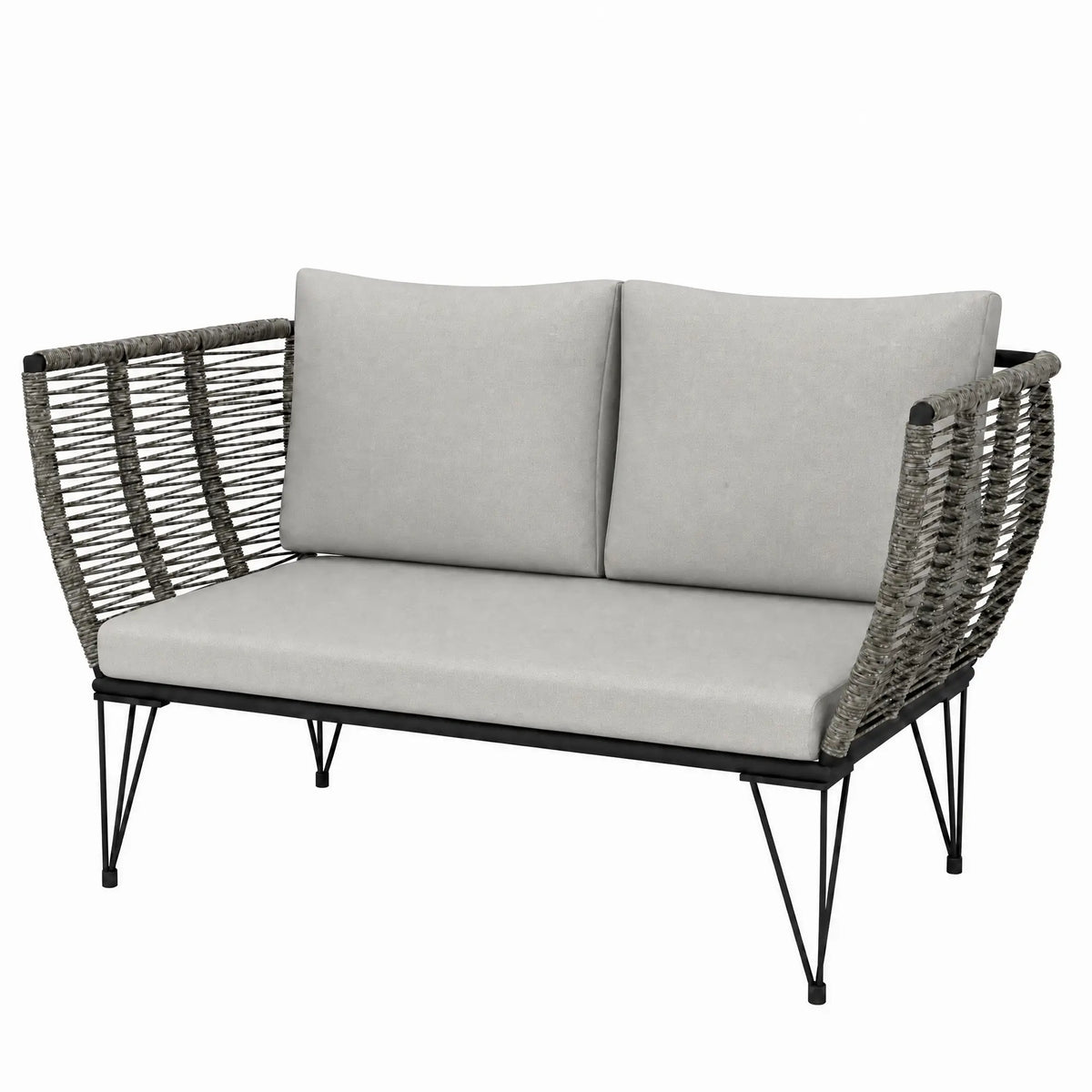 Outdoor Patio Sofa, 2 Seater Loveseat With Cushions, Light Grey Patio Furniture Sets Deep Grey, Light Grey at Gallery Canada