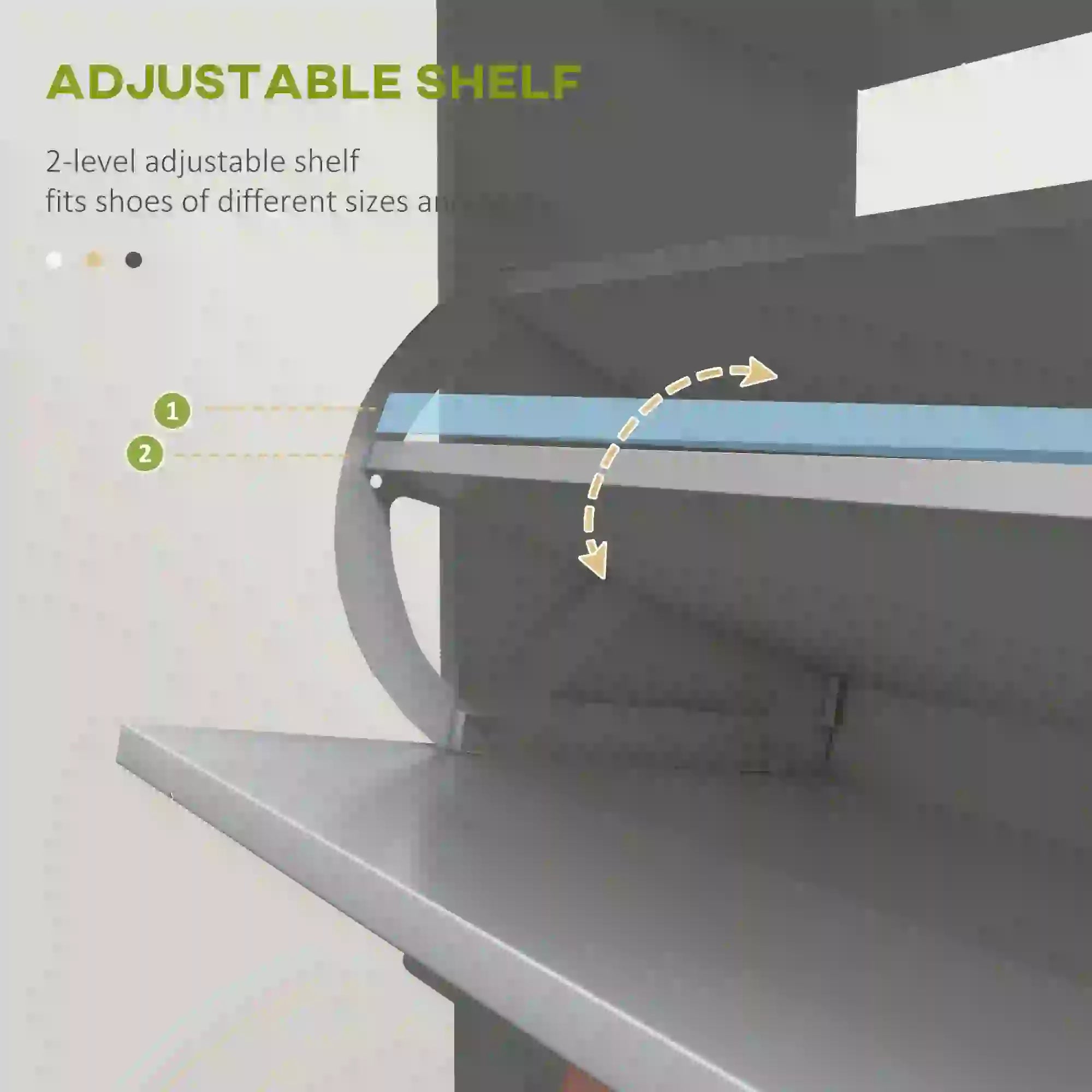 Slim Shoe Storage, 2 Flip Drawers, Adjustable Shelves, 8 Pair, Grey Shoe Storage Cabinets & Racks at Gallery Canada