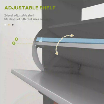 Slim Shoe Storage, 2 Flip Drawers, Adjustable Shelves, 8 Pair, Grey Shoe Storage Cabinets & Racks at Gallery Canada