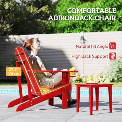 Classic Adirondack Chair, Garden Deck Chair with Cup Holder, Red Patio Chairs at Gallery Canada