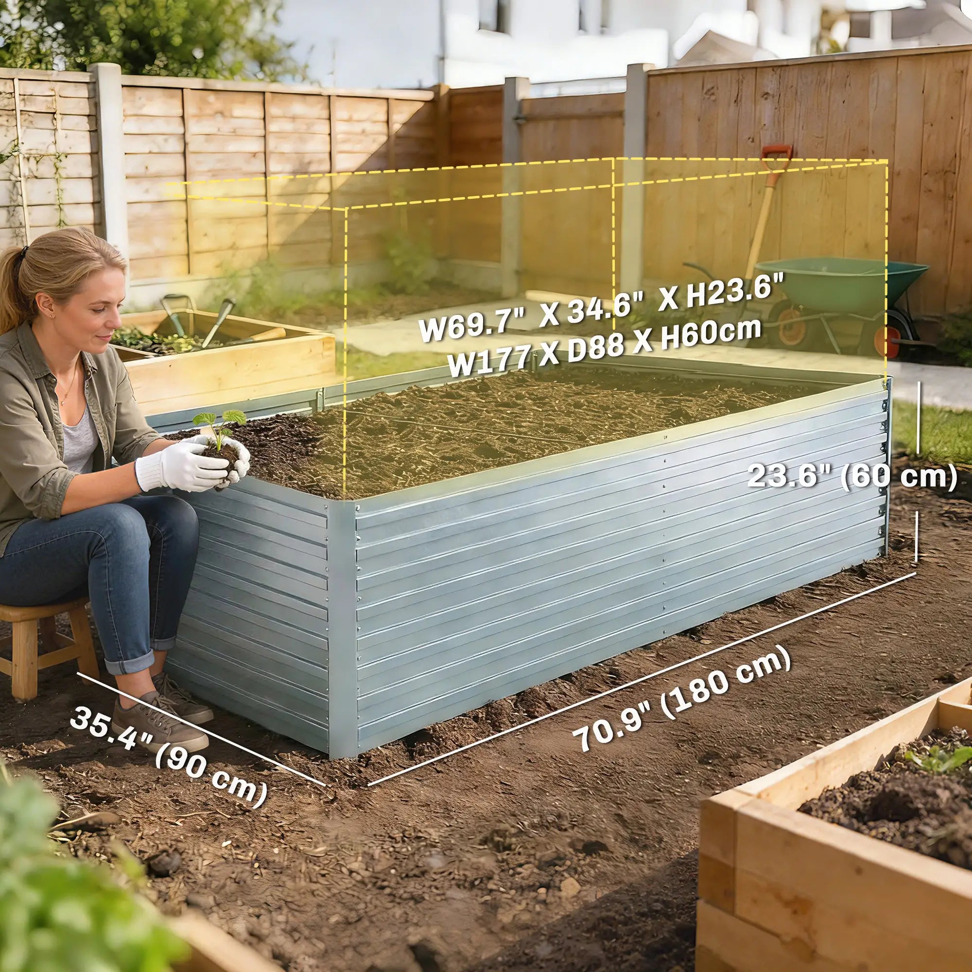 Galvanised Raised Garden Bed Set, 6 x 3 x 2 ft, Silver Galvanized Planter Boxes at Gallery Canada