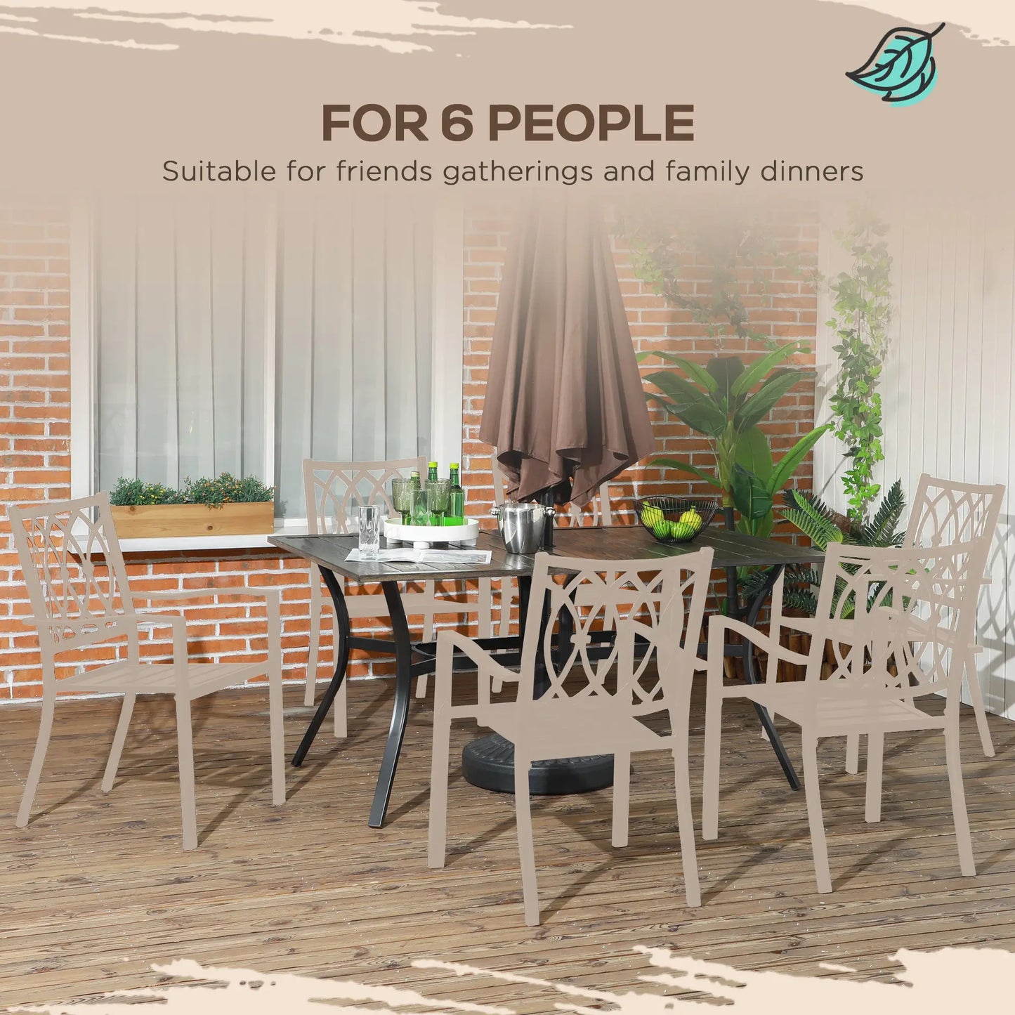 59 Inch Outdoor Dining Table, Steel Frame, Wood Grain, Brown Patio Dinning Tables at Gallery Canada