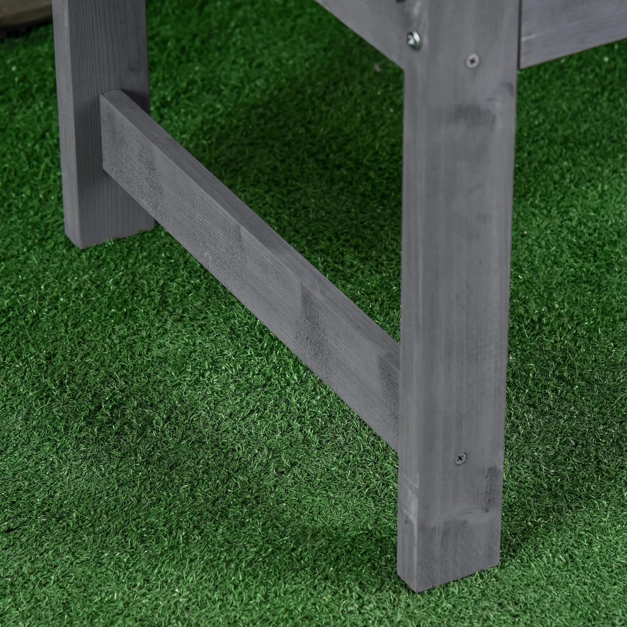 Wooden Bench, Slatted Design with Backrest, Armrests, Grey Outdoor Benches at Gallery Canada