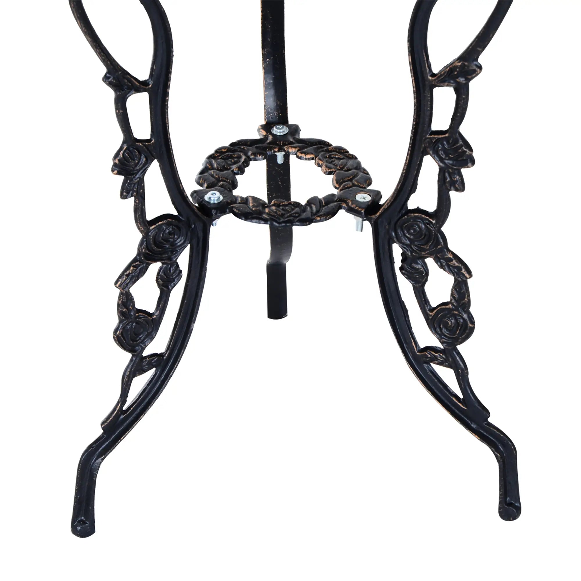 3 Pc Aluminum Bistro Set, Outdoor Patio Table and Chairs, Floral, Bronze Bistro Sets at Gallery Canada