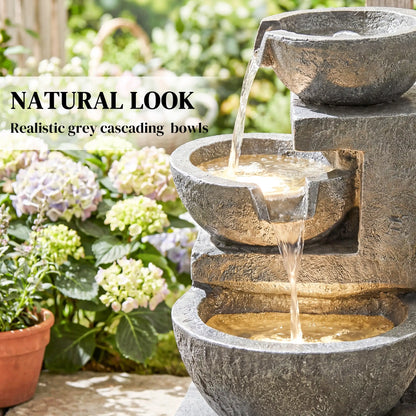 3-Tier Outdoor Water Fountain, Garden Waterfall With LED Lights, Pump Water Fountains at Gallery Canada