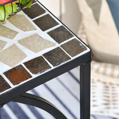 Mosaic Side Table, C Shape Frame, Indoor Outdoor Coffee End Table Patio Side Tables at Gallery Canada