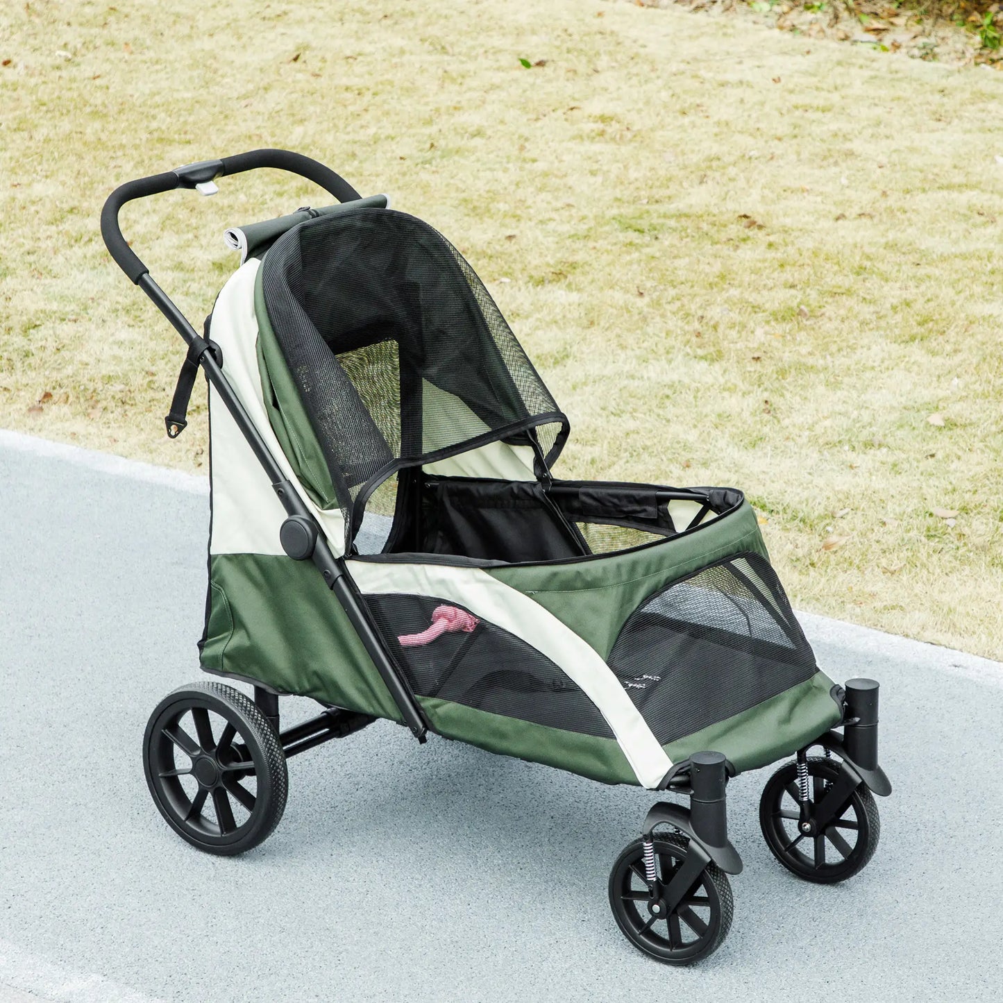 Foldable Pet Stroller, Large Dogs, Four Big Wheels, Dark Green Dog Bike Trailers & Strollers at Gallery Canada