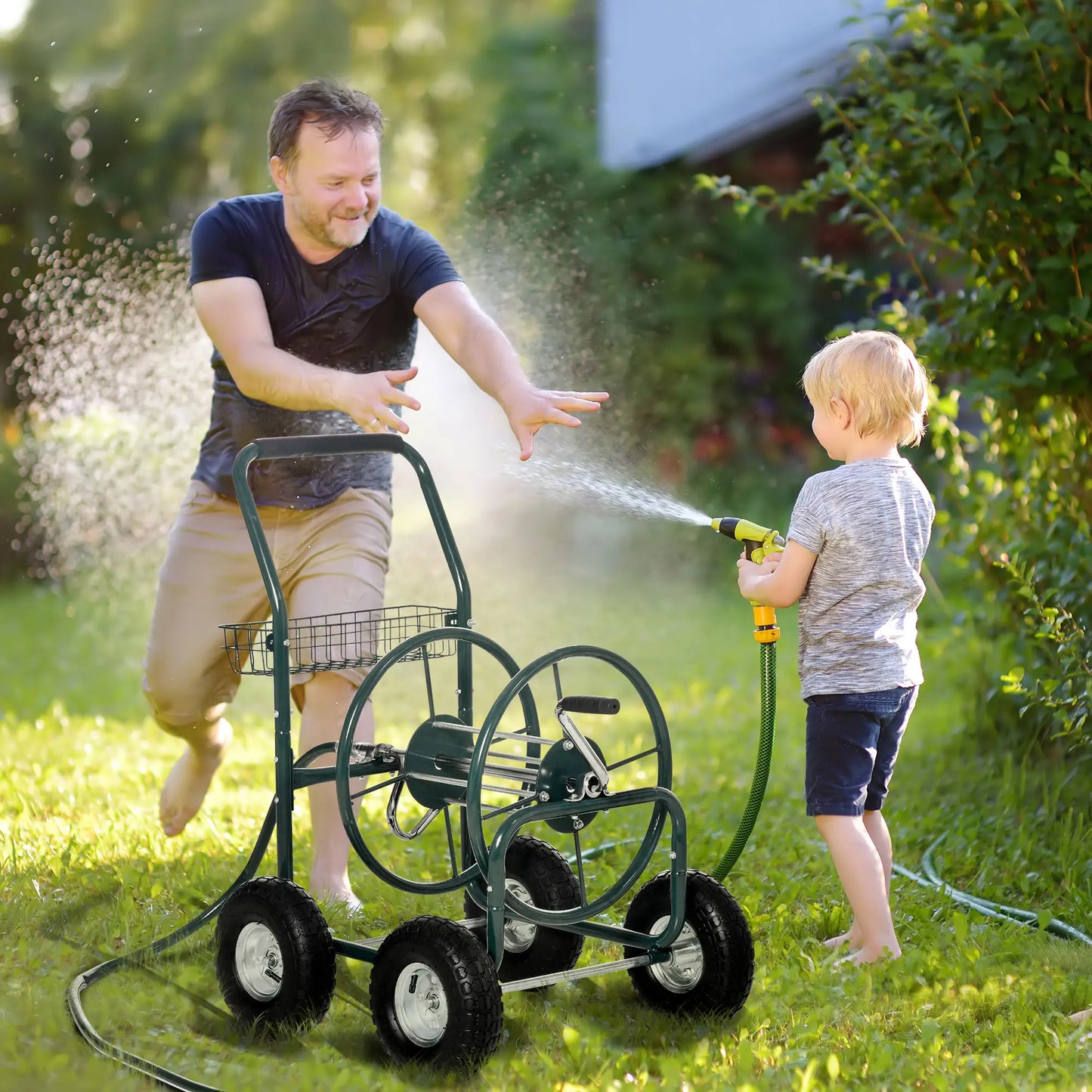 Portable Garden Hose Reel Cart, 4 Wheels, Storage Basket Folding Garden Carts at Gallery Canada