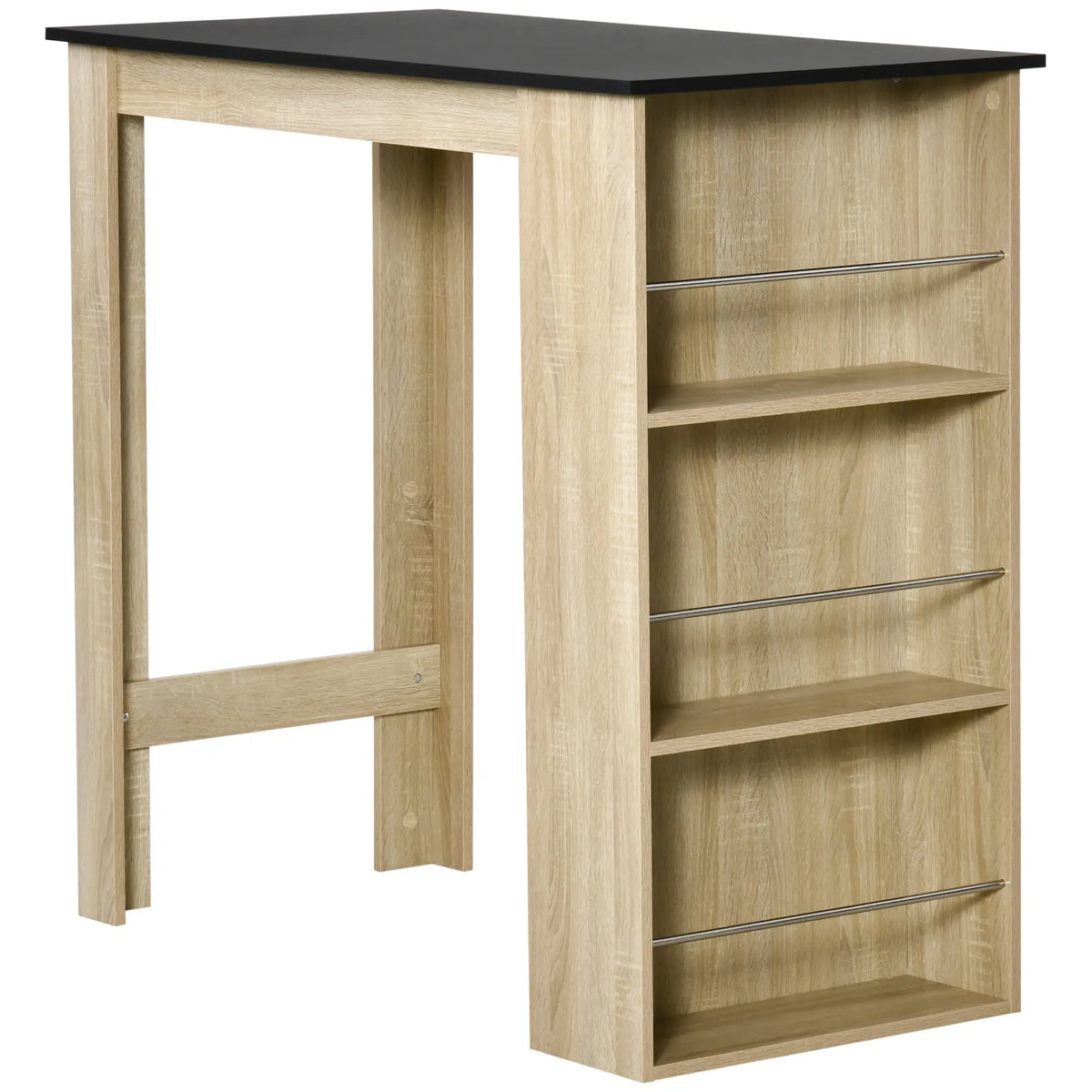 Bar Table Counter Height with 3 Storage Shelves, Natural Bar Tables Natural, Black at Gallery Canada