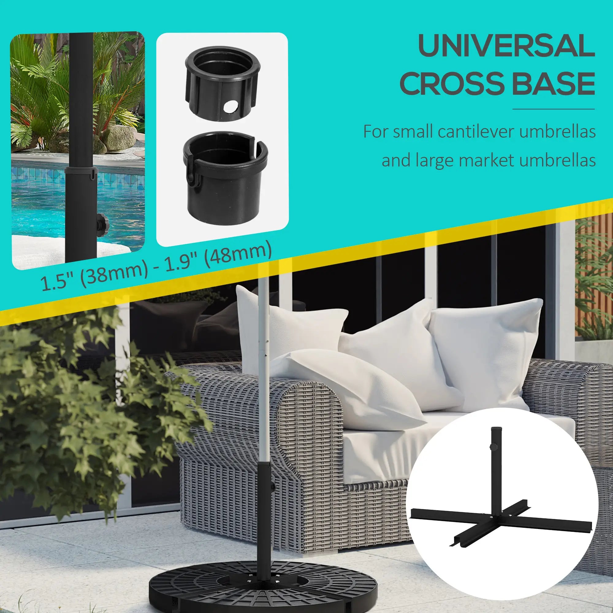 Universal Cross Brace Stand, Small Offset Or Large Market Umbrella, Black Umbrella Bases at Gallery Canada