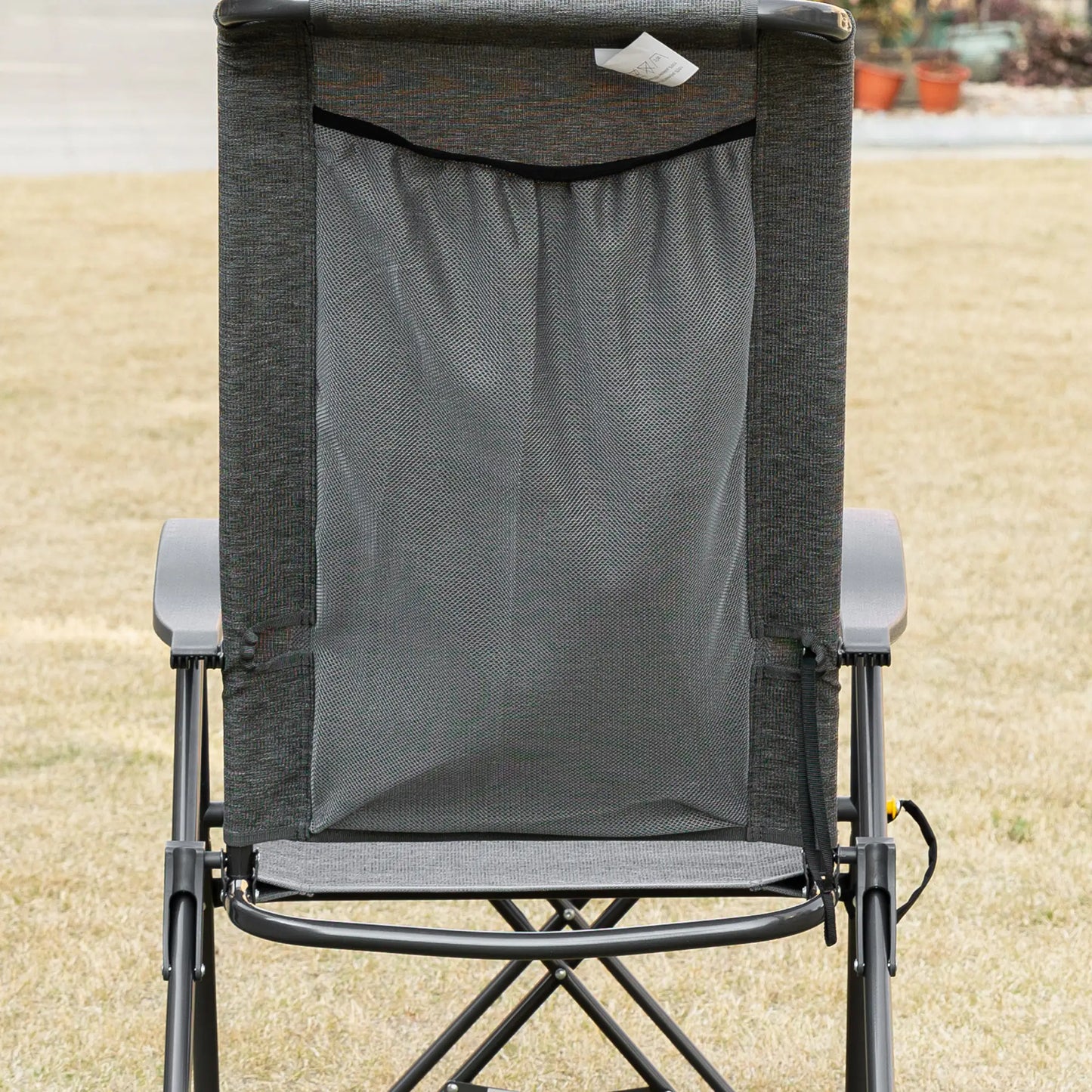 Outdoor Lounge Chair, Recliner with Footrest, Storage Pocket, Black Grey Lounger Chairs at Gallery Canada