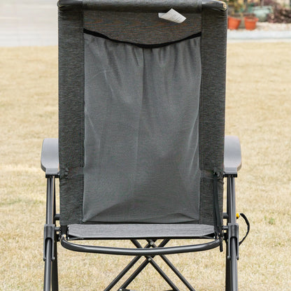 Outdoor Lounge Chair, Recliner with Footrest, Storage Pocket, Black Grey Lounger Chairs at Gallery Canada