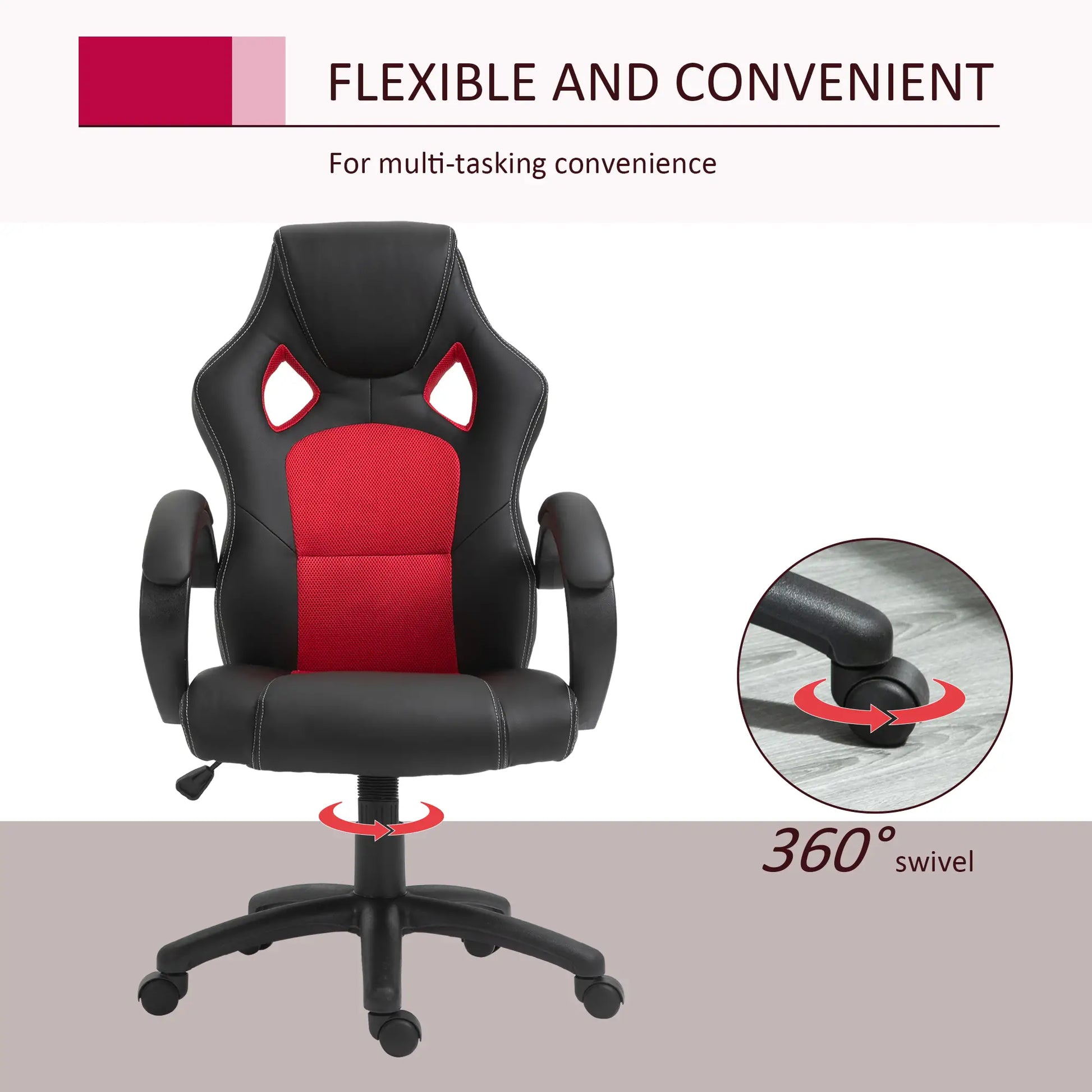 Racing Gaming Chair, Swivel Wheels, Padded Headrest, Tilt Function, Red Video Game Chairs at Gallery Canada