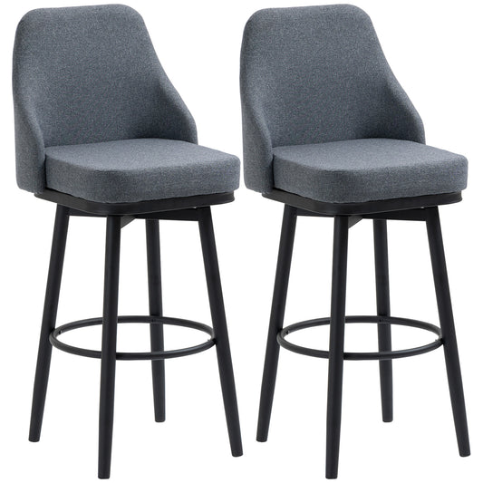 Extra Tall Bar Stools Set of 2, Modern 360° Swivel Barstools, Dining Room Chairs with Steel Legs Footrest, Charcoal Grey - Gallery Canada