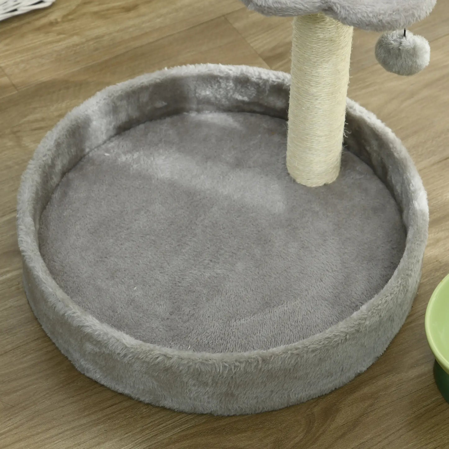 17" Small Cat Tree, Sisal Scratching Post, Dangling Ball, Bed, Light Grey Cat Trees at Gallery Canada