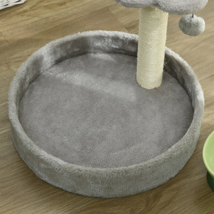17" Small Cat Tree, Sisal Scratching Post, Dangling Ball, Bed, Light Grey Cat Trees at Gallery Canada