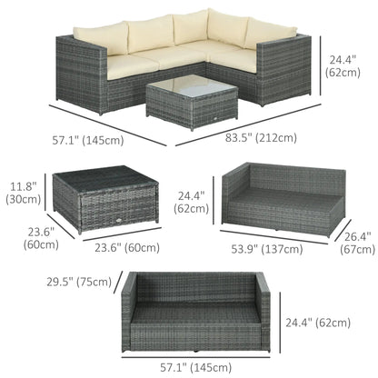 3 Piece Rattan Outdoor Furniture Set w/ Loveseats & Table, Beige Patio Furniture Sets at Gallery Canada