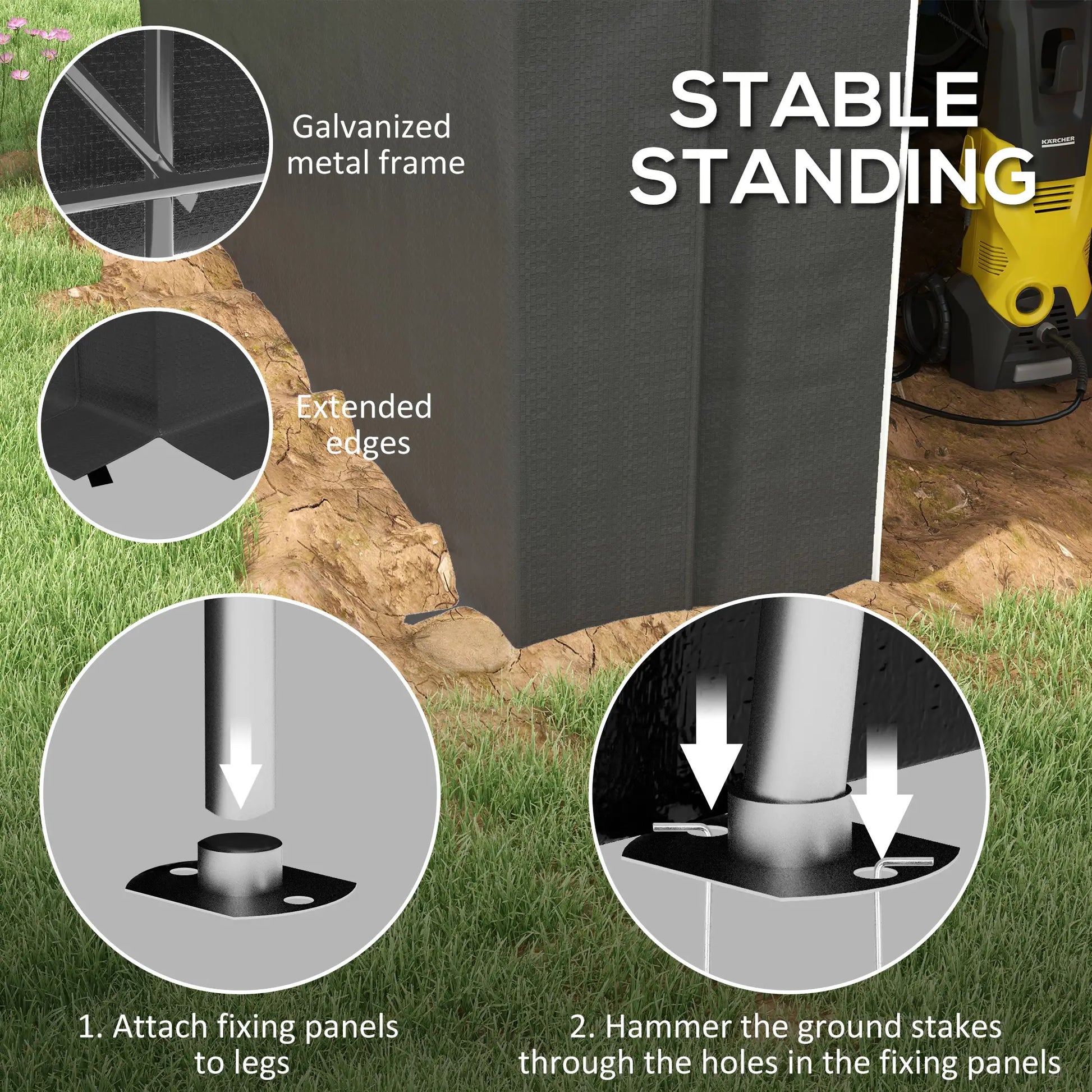 6' x 8' Outdoor Storage Shed, Heavy Duty Galvanized Steel, Dark Grey Sheds at Gallery Canada