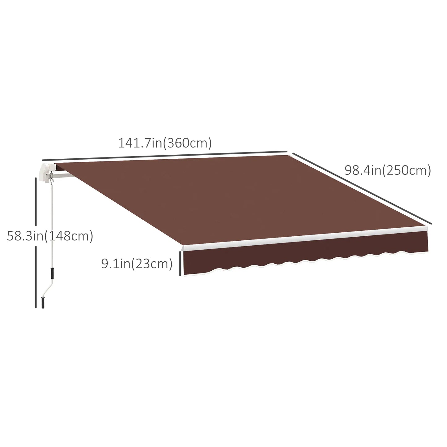 12' x 8' Retractable Patio Awning, Manual Crank Handle, UV Water-Resistant Patio Awnings at Gallery Canada